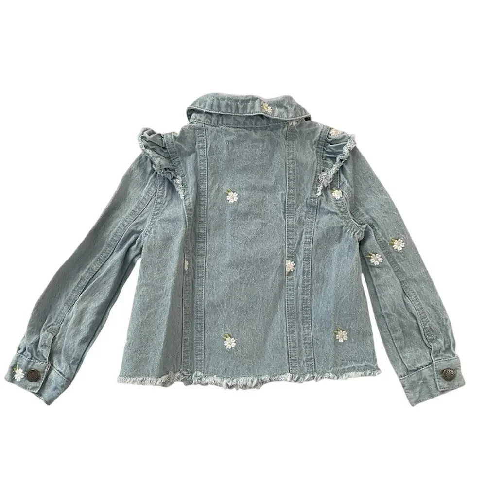Cupcakes And Cashmere Daisy Jean Jacket Size 3T Blue Fringe Boho Cowgirl Casual